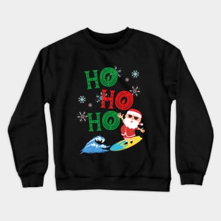 Santa Clause on Surfboard HoHoHo Crewneck Sweatshirt